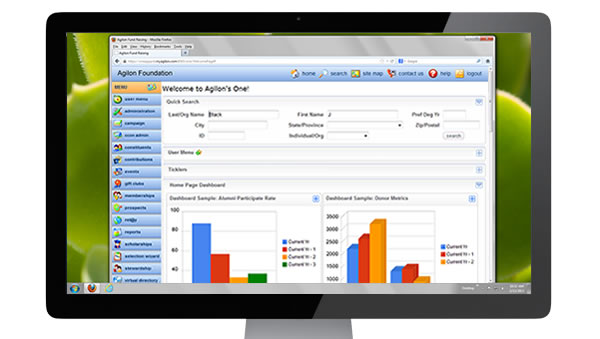 screenshot of Agilon One Donor CRM